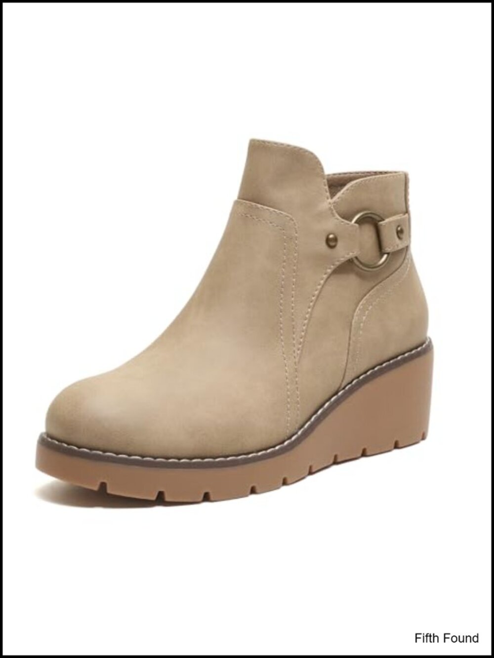 Womens Wedge Ankle Boots Chunky Low Heel Side Zipper Fall Booties